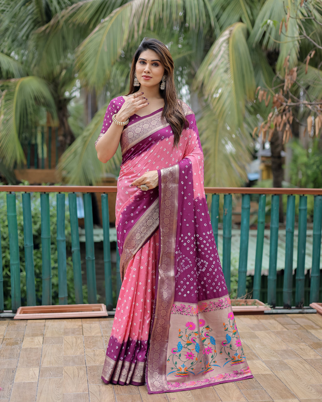 Dola Soft Silk Bandhej Paithani Saree