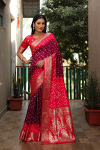 Pure Bandhej Silk Saree with Tissue Pallu