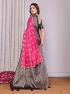 Zari Butta and Contrast Border Satin Silk Saree