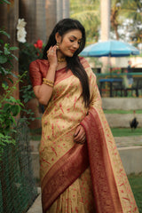 Glossy Kanjivaram Yellow Color Soft Silk Saree