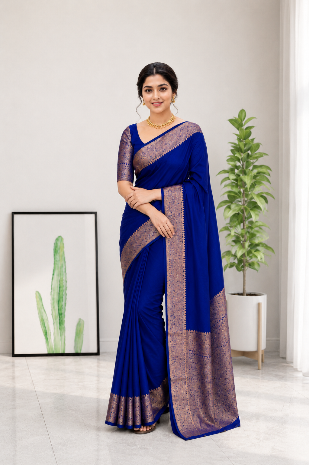 Ideal Royal Blue Soft Silk Saree With Bucolic Blouse Piece