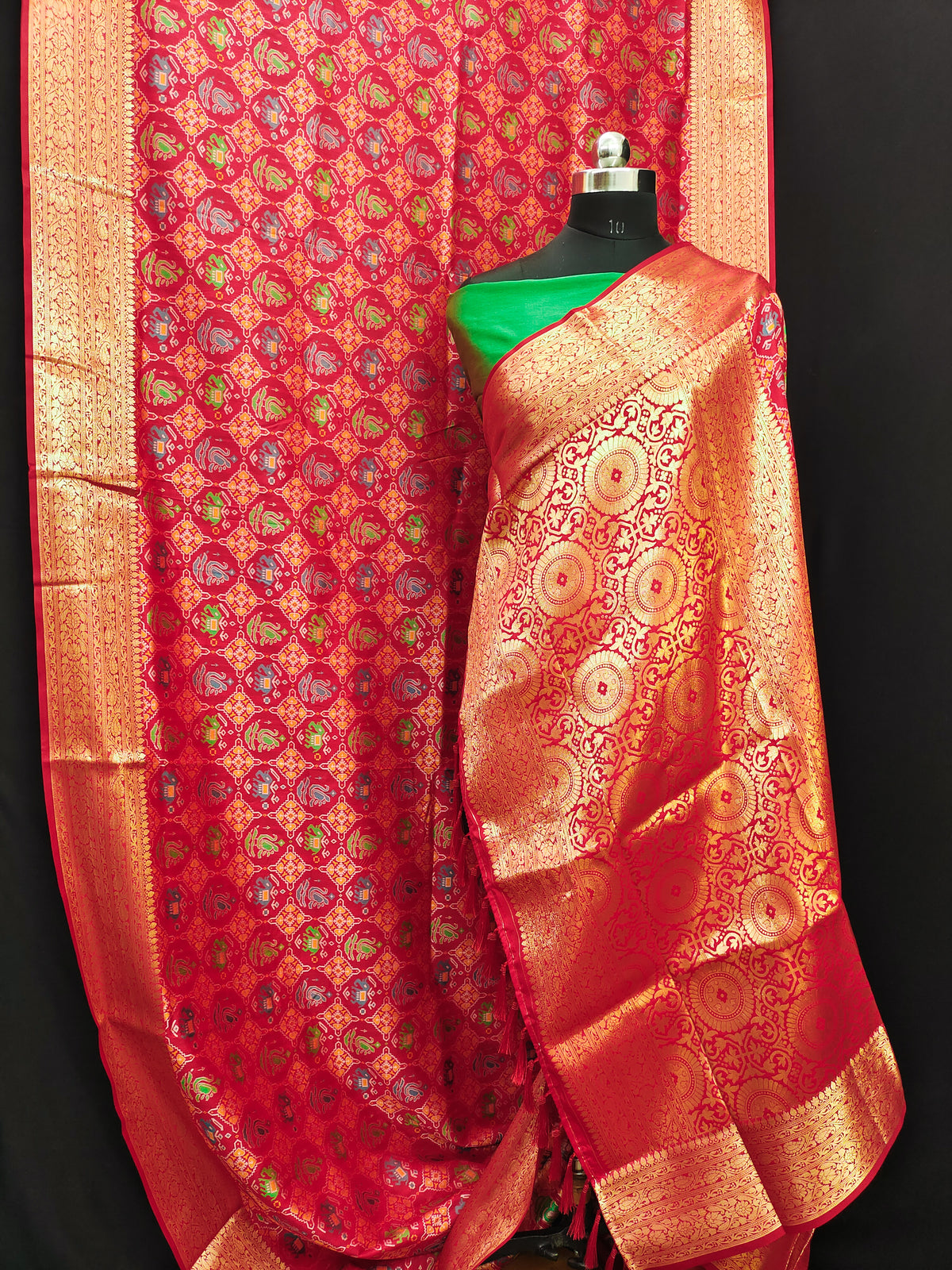 Beautiful Patola Zari Borders Red Color Silk Sarees