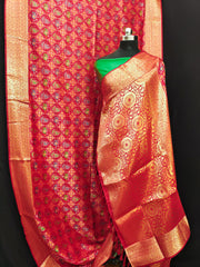 Beautiful Patola Zari Borders Red Color Silk Sarees