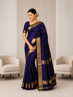 Bollywood Style Purple Cotton Silk Saree With Majestic Blouse Piece