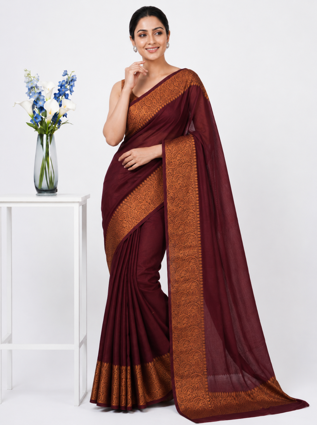 Unique Wine Soft Silk Saree With Wonderful Blouse Piece