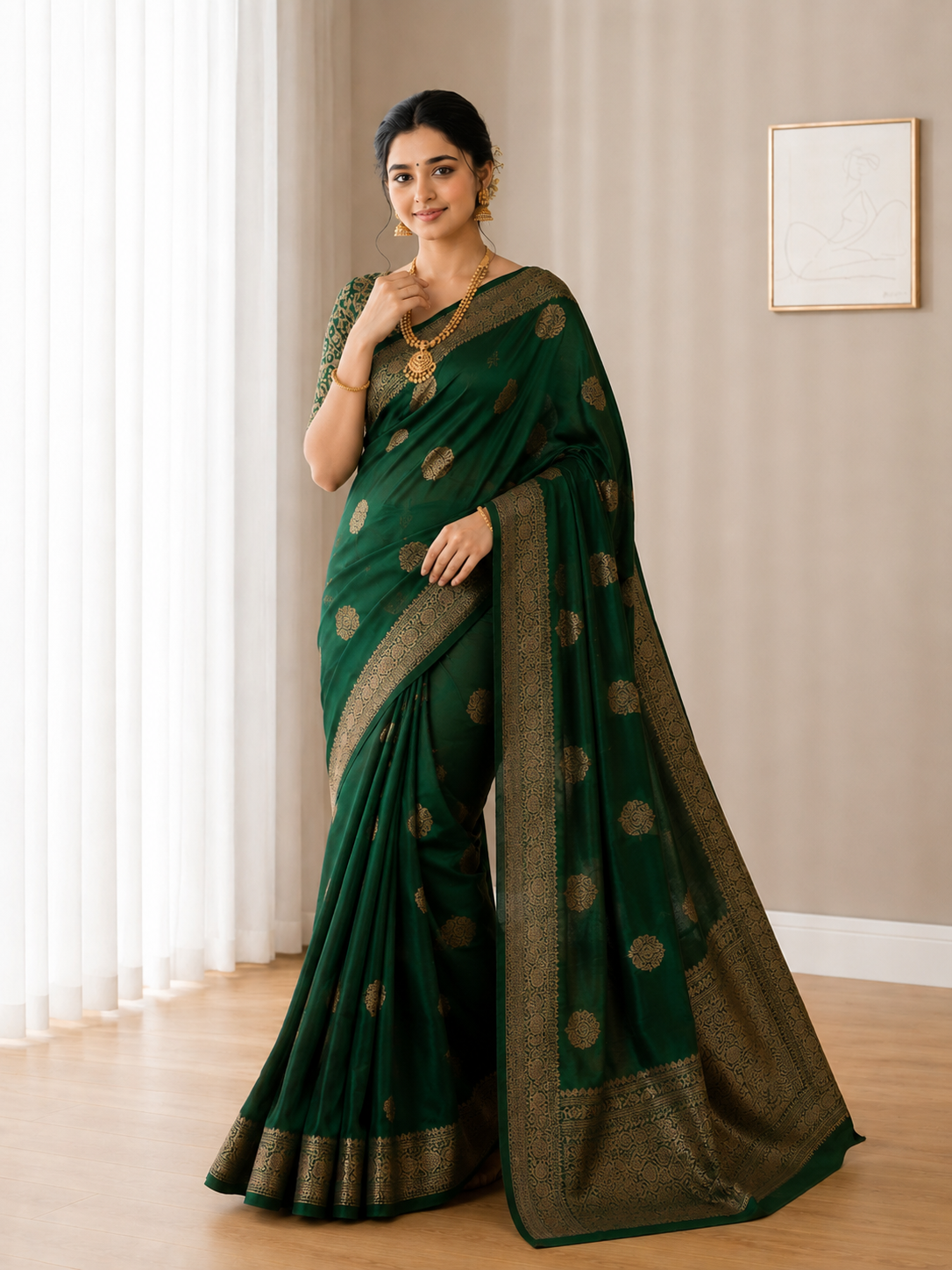 Surpassing Dark Green Soft Silk Saree With Dazzling Blouse Piece