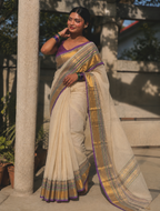 Royal Kanchi Cotton White Saree
