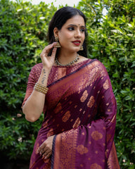 Premium Wine Color Soft Silk Sarees