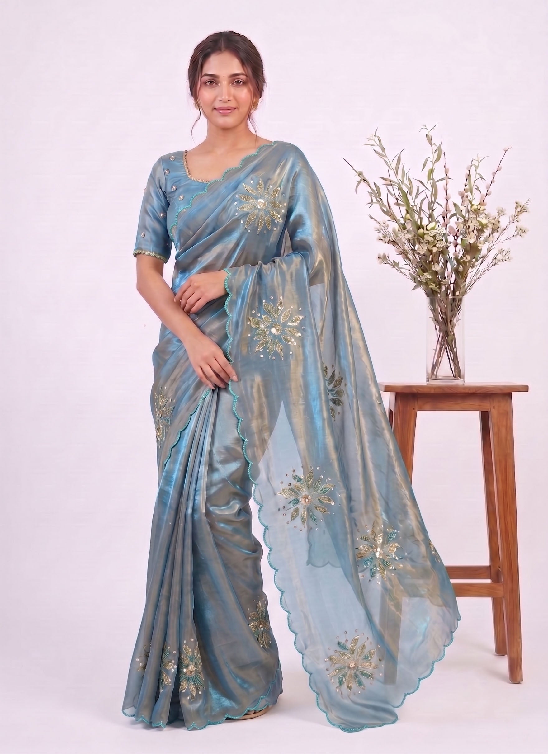 Festive Fandy Satin Saree with Designer Blouse