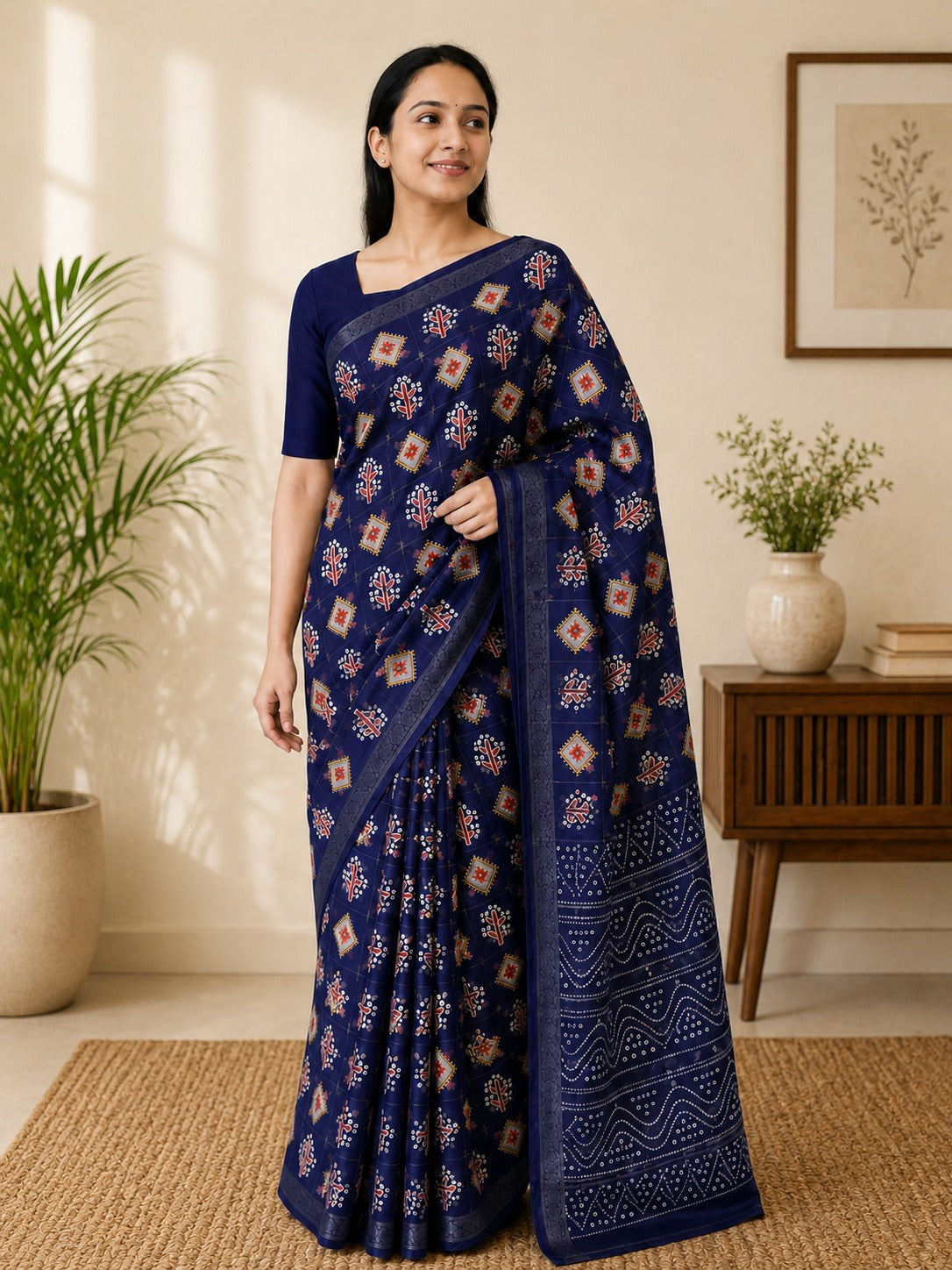 Soft Cotton Saree with Traditional Printed Motifs Secondary image