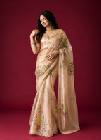 Soft Tabby Silk Saree with Sequins & Katdana Handwork