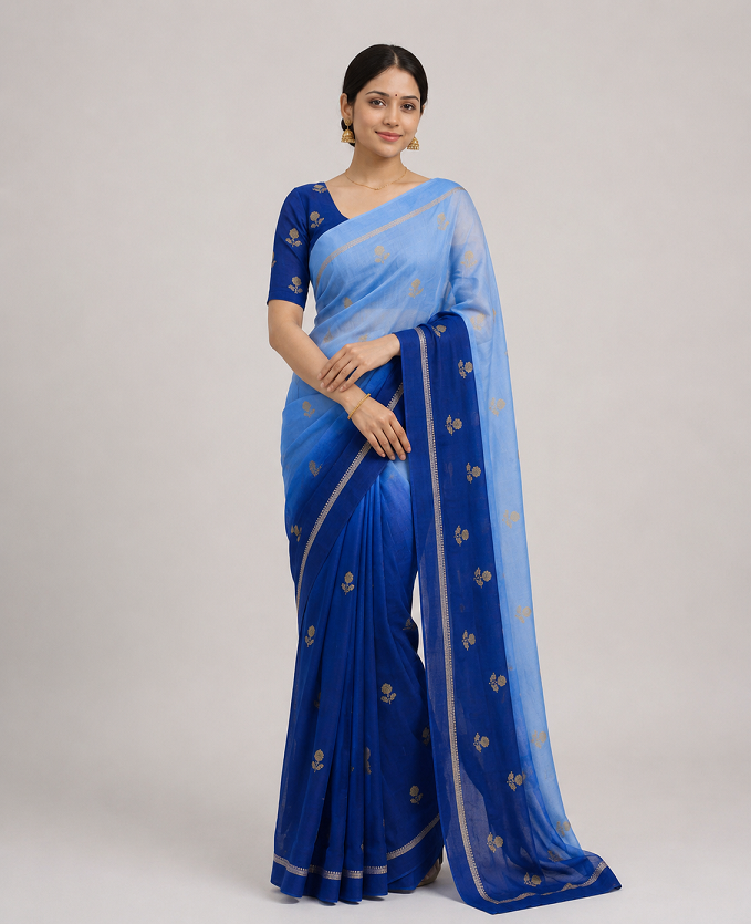 Viscose Khadi Silk Saree with Jacquard Leaf Design Secondary image