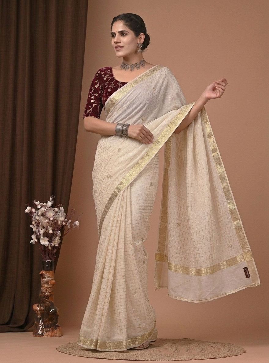 Pure Viscose Georgette Saree with Sequins Butti Work