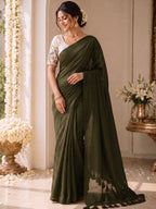 Khadi Cotton Saree with Embroidered Padded Blouse