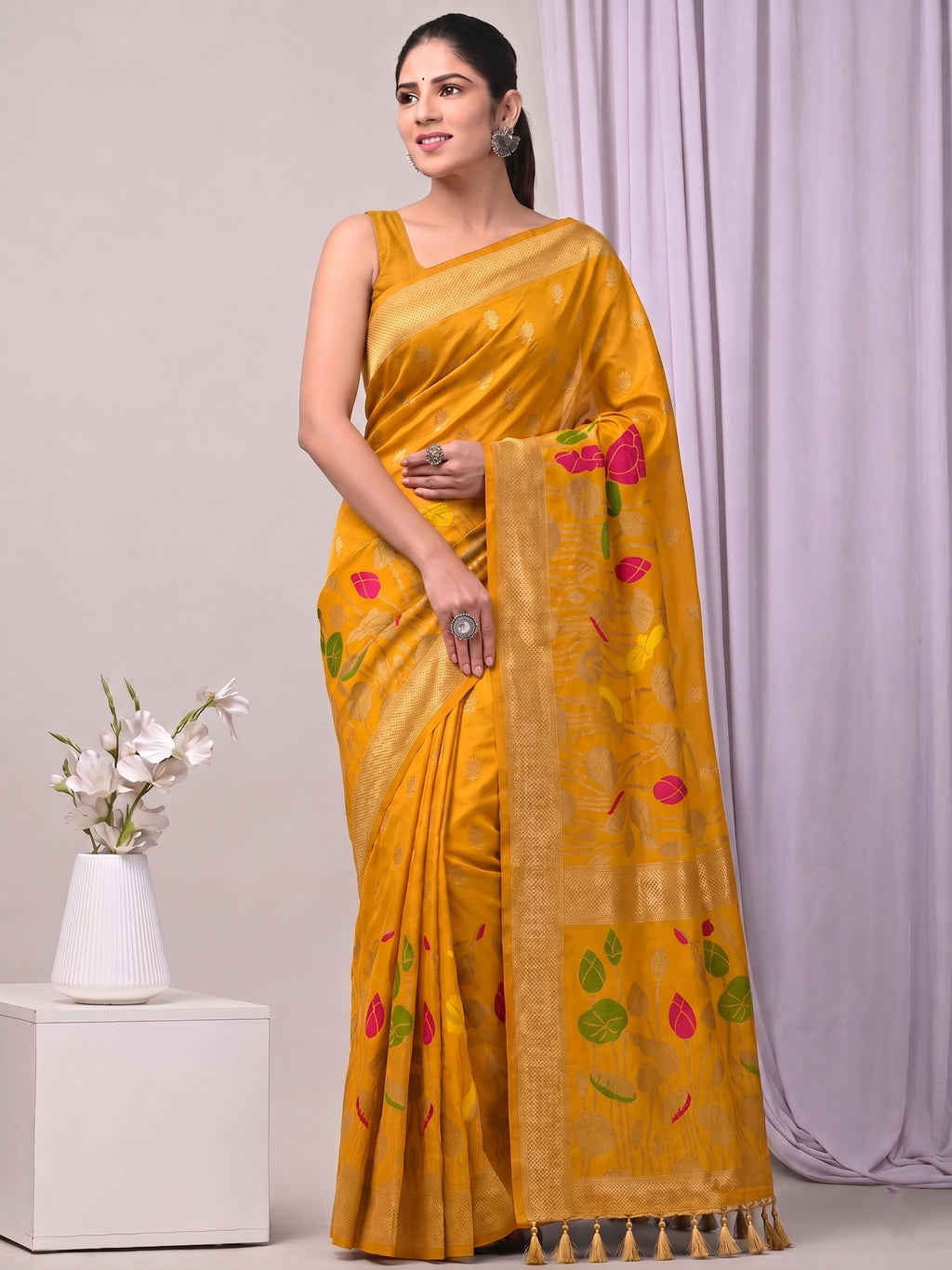 Hand Dyed Nylon Kadi Crepe Georgette Saree