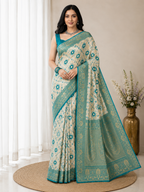 Elegant Silk Blend Saree With Traditional Zari Weaving
