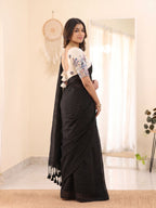 Elegant Khadi Cotton Saree with Designer Embroidered Padded Blouse