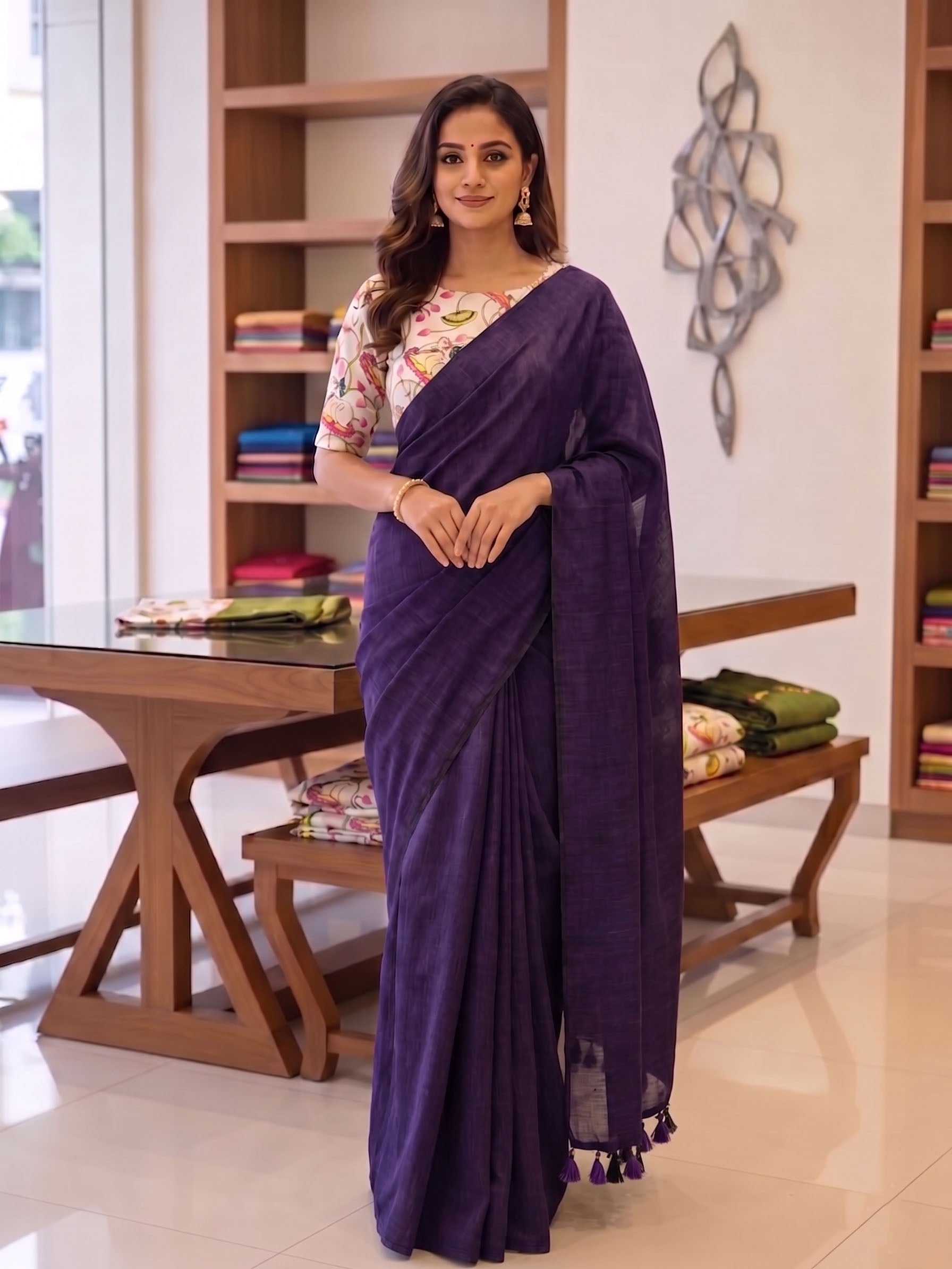 Elegant Khadi Cotton Saree with Magic Cotton Blouse Secondary image