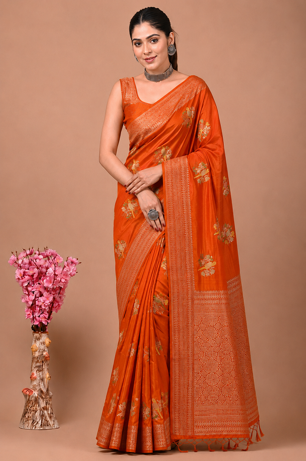 Perot Design Nylon Kadi Crepe Georgette Saree Secondary image