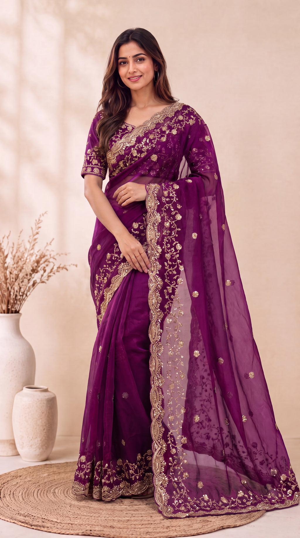 Premium Soft Fandy Satin Silk Saree with Cut Dana Work