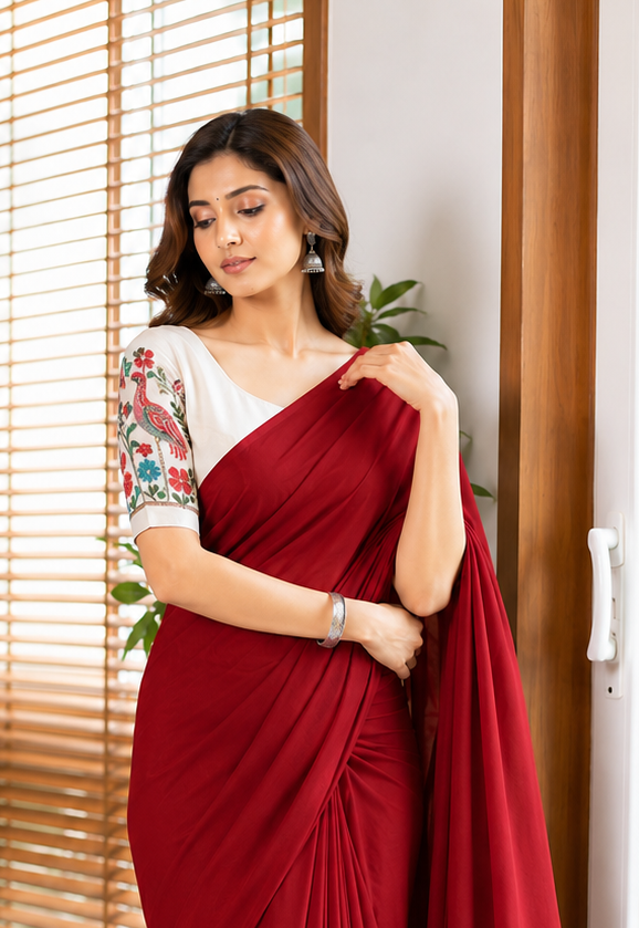 Soft Handloom Cotton Saree With Heavy Blouse