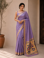 Bamboo Tissue Silk Paithani Saree with Meenakari Motifs