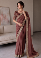 Rangoli Silk Embroidered Saree with Designer Stitched Blouse