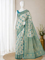 Elegant Silk Blend Saree With Traditional Zari Weaving