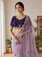 Embroidered Satin Saree with Heavy Sequin Blouse