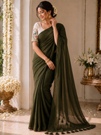 Khadi Cotton Saree with Embroidered Padded Blouse