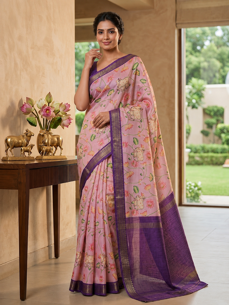 Soft Tussar Silk Digital Print Saree