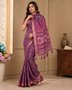 Premium Ajrakh Print Silk Blend Saree