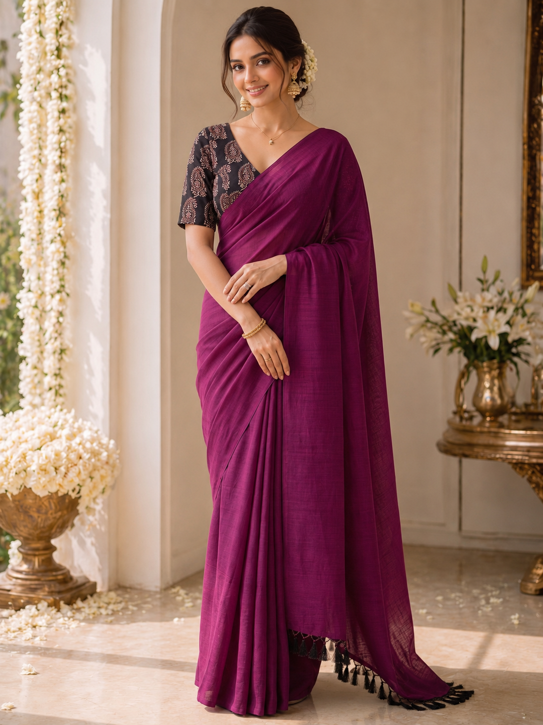 Handloom Khadi Cotton Saree with Magic Blouse