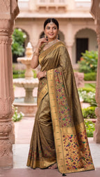 Tissue Silk Paithani Saree with Meenakari Pallu