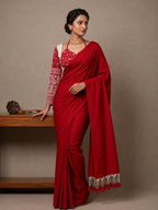 Classic Khadi Cotton Saree with Chikankari Blouse