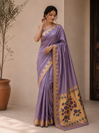 Bamboo Tissue Silk Paithani Saree with Meenakari Motifs