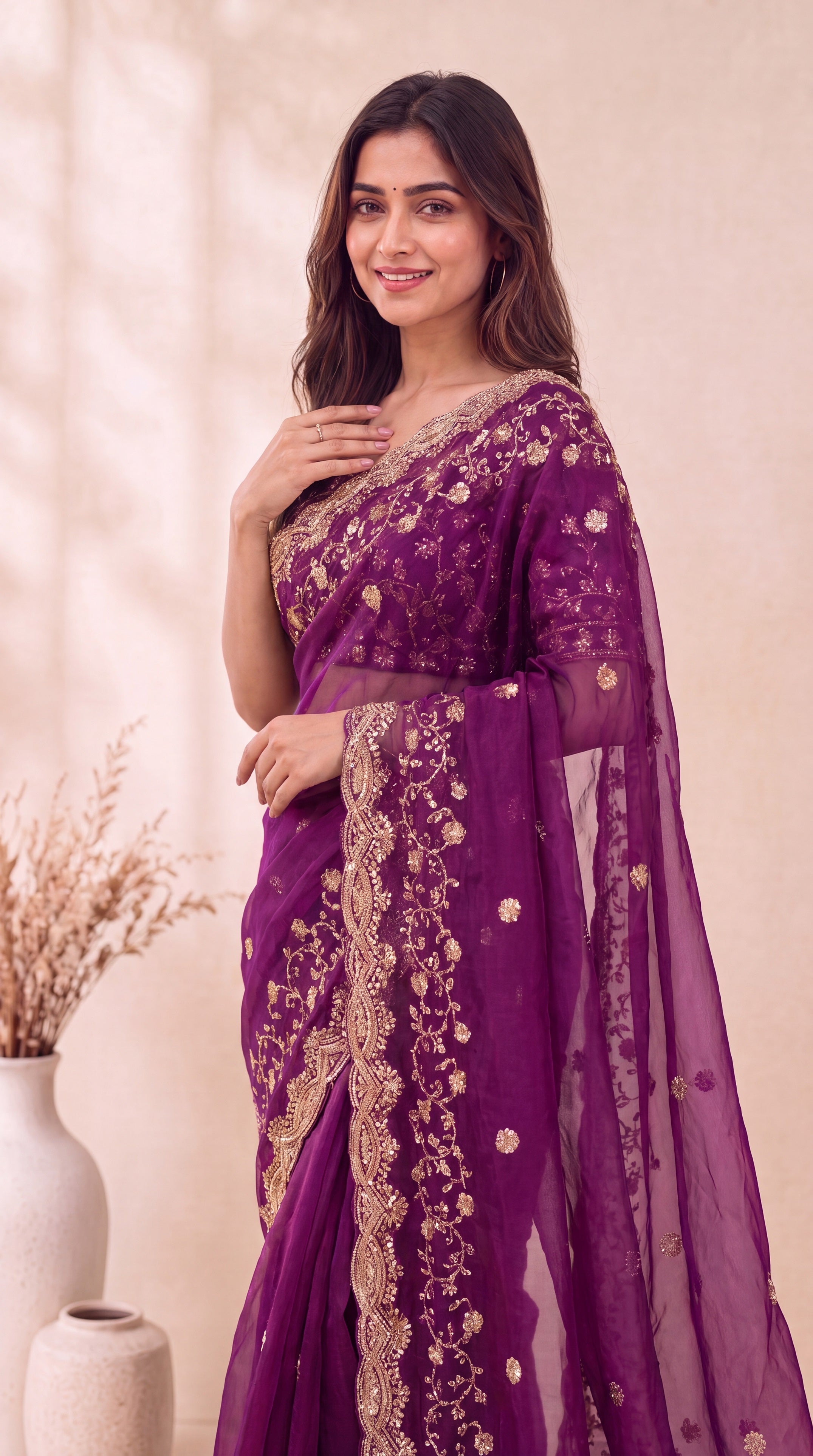 Premium Soft Fandy Satin Silk Saree with Cut Dana Work