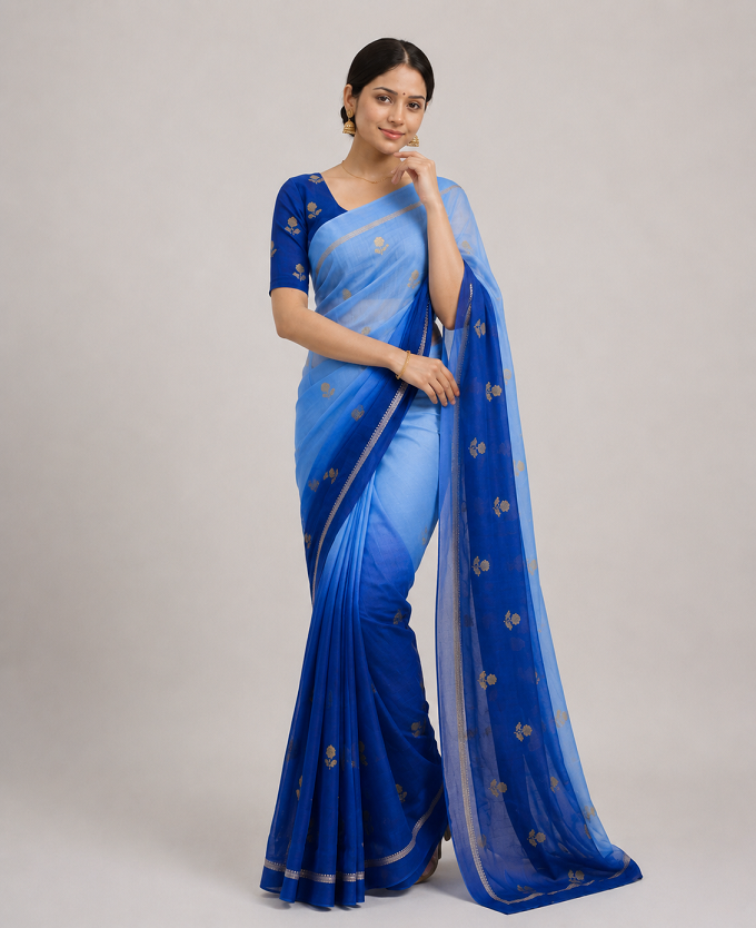 Viscose Khadi Silk Saree with Jacquard Leaf Design