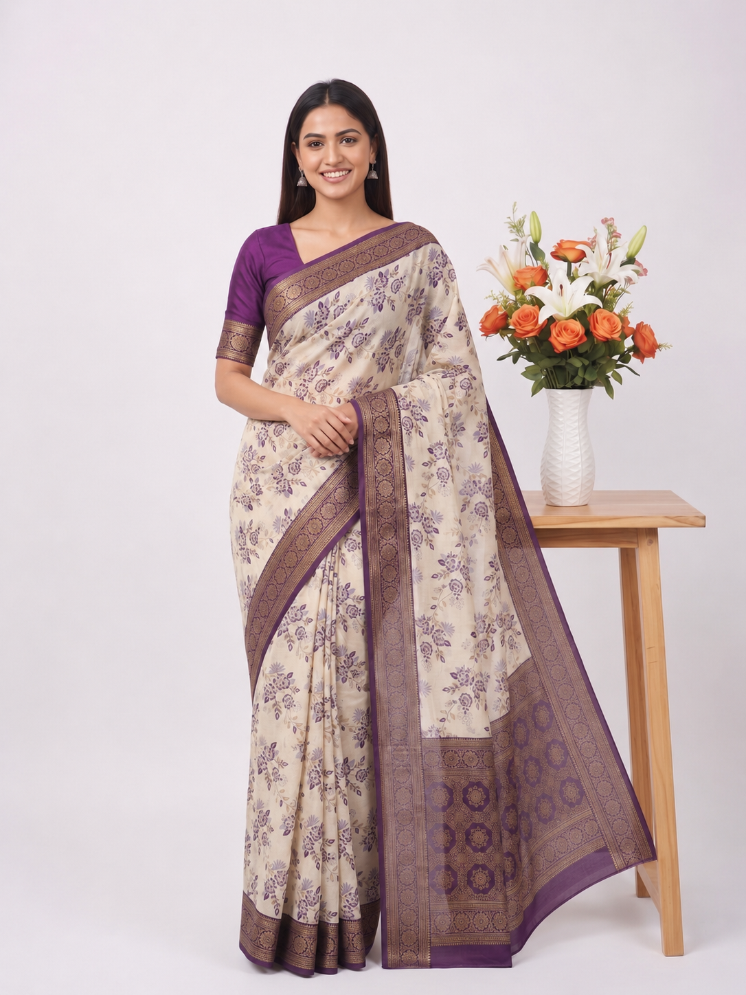 Classic Banarasi Silk Saree with Gold Zari Work
