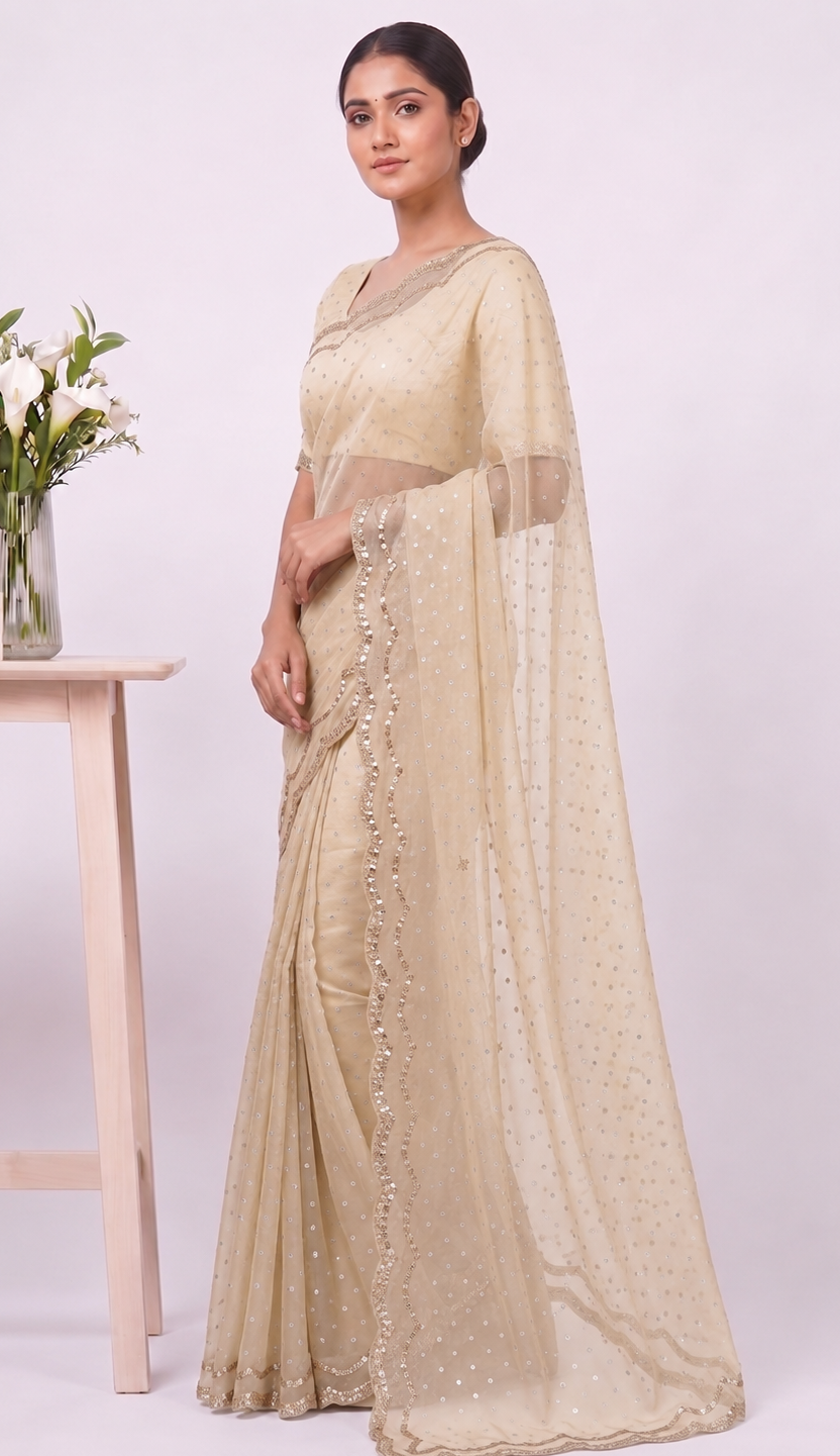 Elegant Designer Butti Silk Saree with Fancy Border