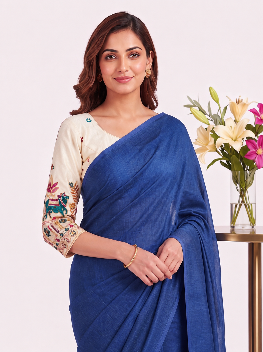 Classic Cotton Weave Saree With Stitched Blouse