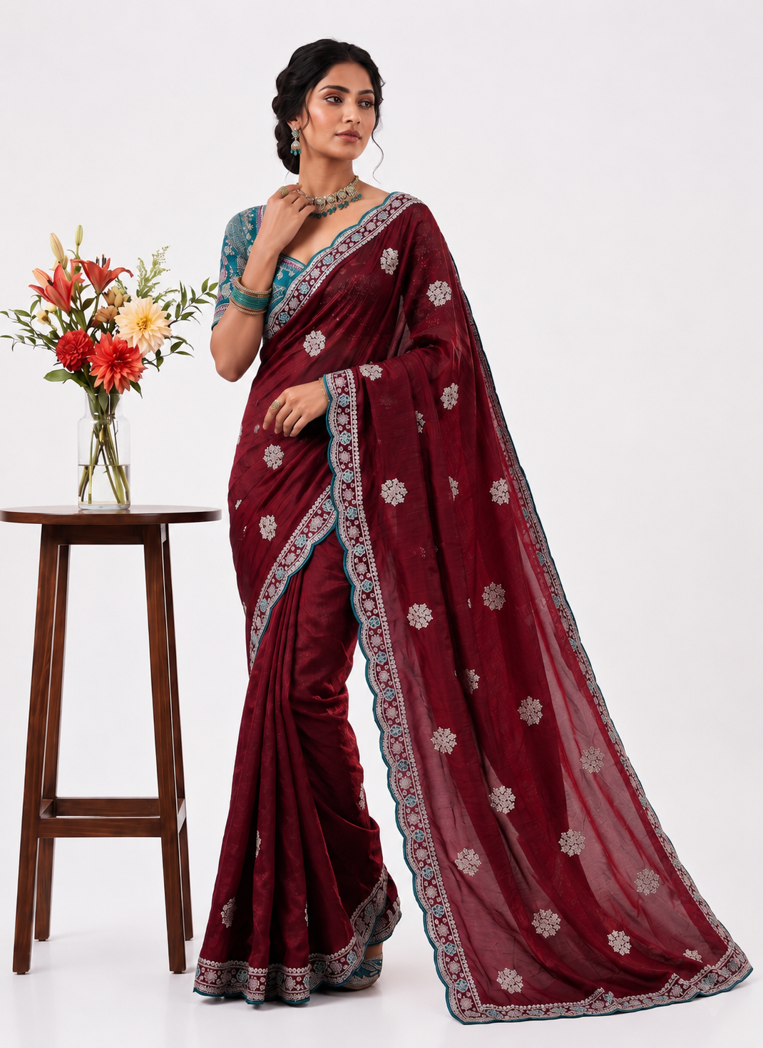 Luxe Fendy Satin Party Wear Saree