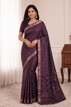 Bandhani Print Soft Silk Blend Saree with Rich Golden Zari Border