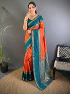 Soft Silk Kanjivaram Saree with Copper Zari Weaving