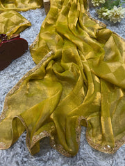 Beautiful Box pattern Lemon Color Saree