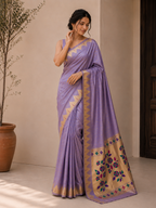 Bamboo Tissue Silk Paithani Saree with Meenakari Motifs