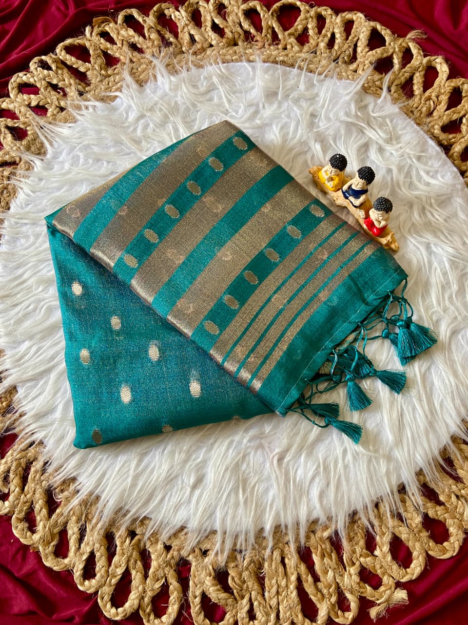 Golden Butti Khadi Shimmer Saree