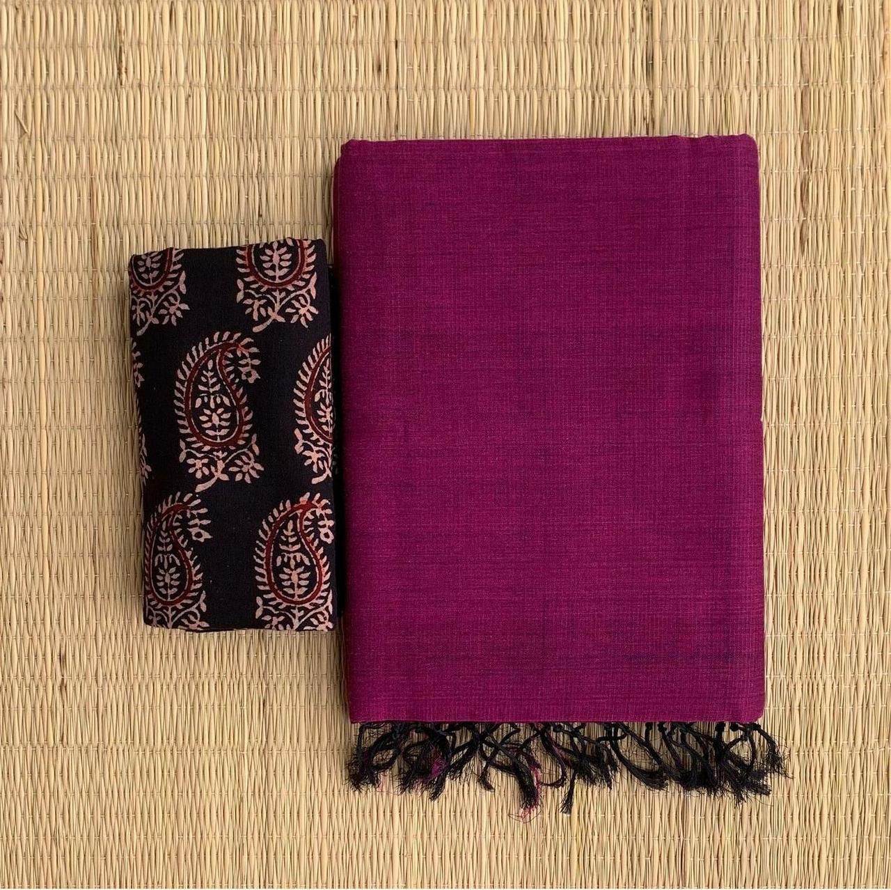 Handloom Khadi Cotton Saree with Magic Blouse