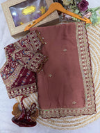 Rangoli Silk Embroidered Saree with Designer Stitched Blouse