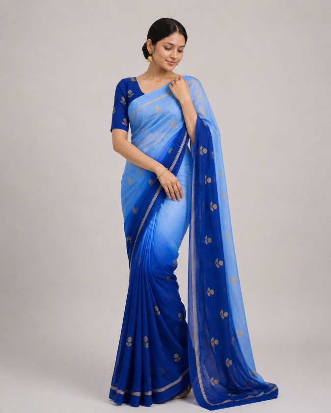Viscose Khadi Silk Saree with Jacquard Leaf Design